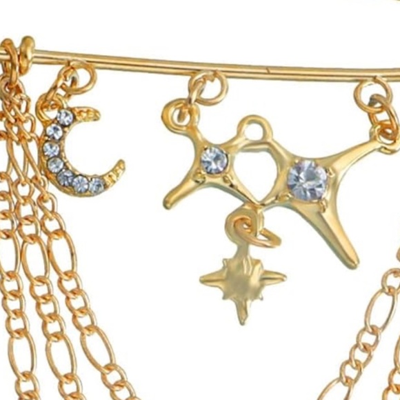 tassel chain BROOCH cristal zirconia Lapel Pin - Picture 4 of 7